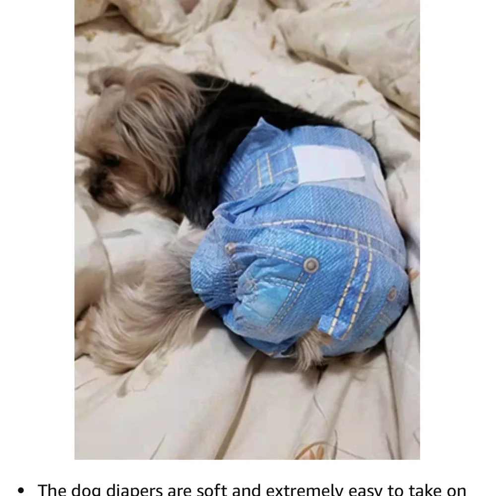 Pet Soft Disposable Diapers (Jean Print) Size Medium Total of 38-Diapers